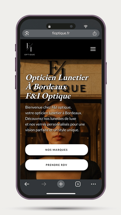 Refonte site web et SEO pour F&I Optique lunettes de luxe à Bordeaux - Website Creation