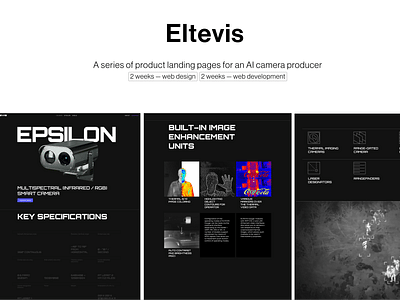 Product landing pages for an AI camera producer - Web Application
