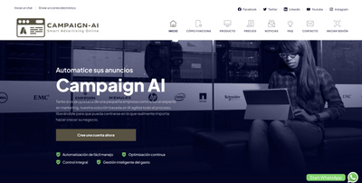 Diseño y desarrollo web con inteligencia artificial para Campaign AI - SEO