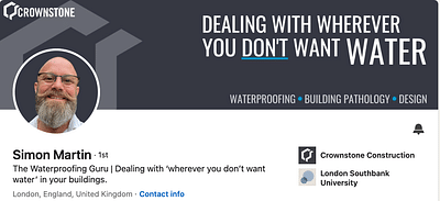 Building the brand of "The Waterproofing Guru" - Redes Sociales