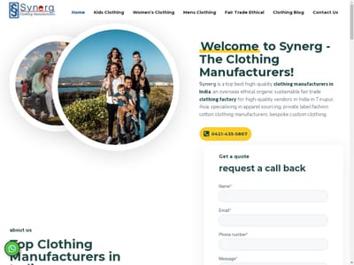 Synerg - The Clothing Manufacturers in India - Website Creatie