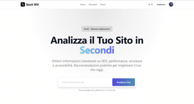 QuickSEO - strumento per analisi SEO - Creazione di siti web
