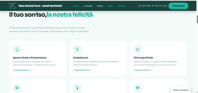New Dental Care Cagliari - Creazione di siti web