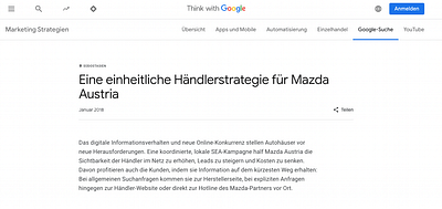 Mazda Austria Händlerstrategie national & lokal - Onlinewerbung