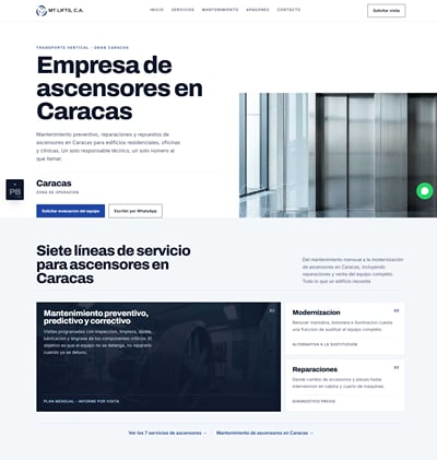 Web corporativa MT Lifts - Création de site internet