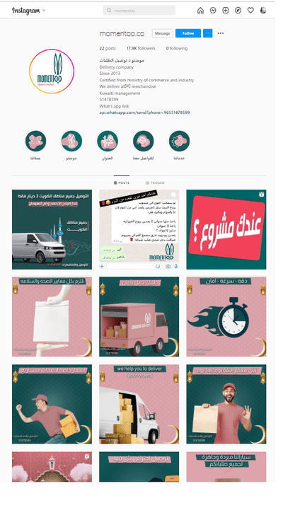Momentoo Delivery SM strategies and designs - Social Media