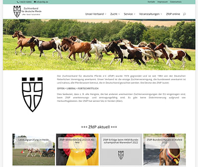 Homepage für Pferdezuchtverband - Ontwerp