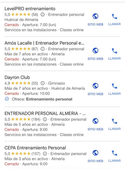 SEO local: primeras posiciones en Google Maps en Huércal de Almería - SEO