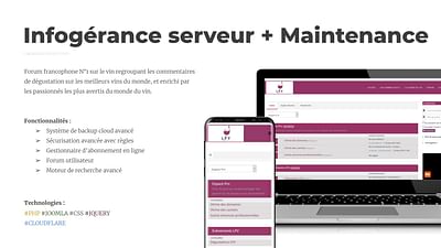 Infogérance serveur + Maintenance - Web Applicatie