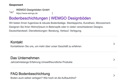 Google Ads für WEMGO - Publicité en ligne