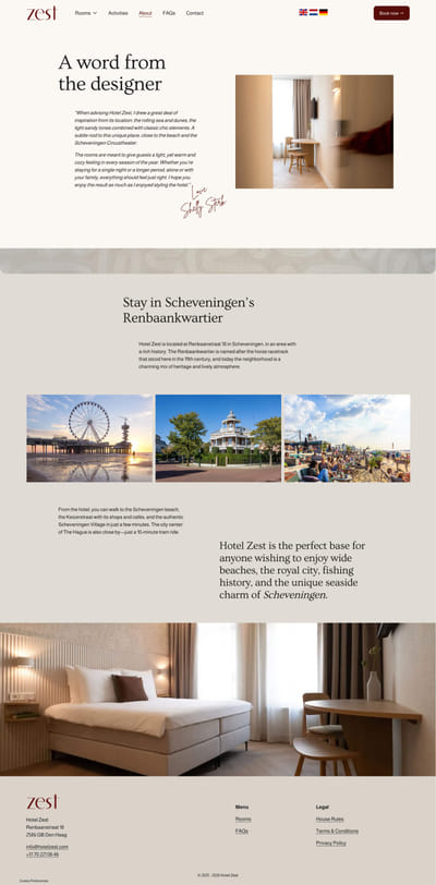 Squarespace website Hotel Zest - Website Creatie