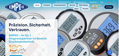 Mehrsprachige B2B-Website für Manometer und Druckmesstechnik - EMPEO - E-commerce