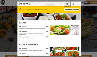 Website mit Bestellsystem für Bab Scharqi - Webseitengestaltung