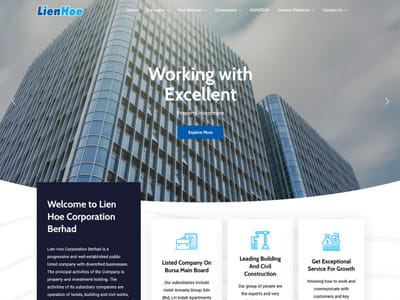 Lien Hoe Bhd uses Web88IR for its digital agility - Website Creation