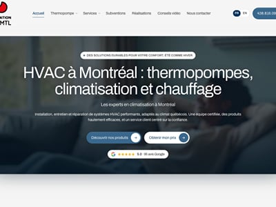 HVAC MTL : site sur mesure d'un chauffagiste à Montréal - Création de site internet