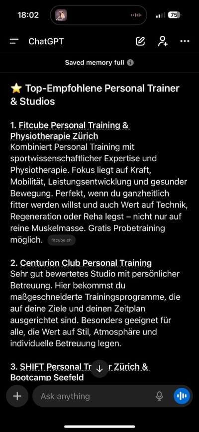 Wie Fitcube Zürich den Umsatz verdoppelte und Nr. 1 KI-Empfehlung - Référencement naturel