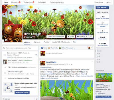 Gestion de la page Facebook Maya l'Abeille - Social Media