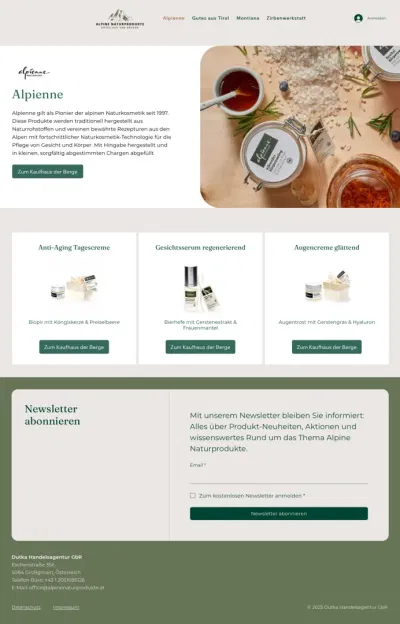 Website-Gestaltung für Alpine Naturprodukte - Création de site internet