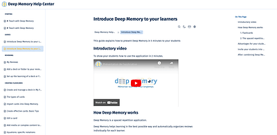 Deep Memory Help Center - Estrategia de contenidos