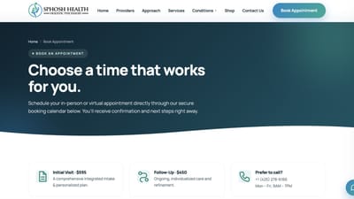 Sphosh Health — website for a doctor-led holistic psychiatry practice - Website Creation