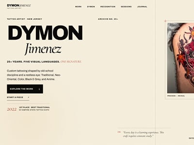 Bilingual portfolio site for a tattoo artist - Website Creation