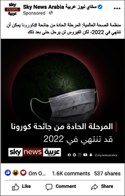 Sky News Arabia - Social Media Content Promotion - Estrategia digital