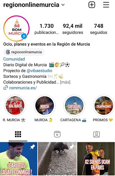 Instagram Región Online Murcia - Redes Sociales