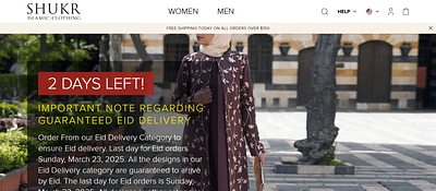 SHUKR ISLAMIC & MODEST CLOTHING - Website Creation