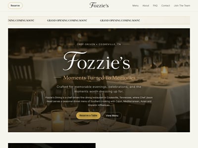 Fozzie's Dining website - Website Creation