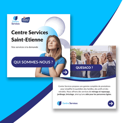 Réseaux sociaux & landing pages Centre Services - Stratégie digitale