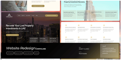 Asset Guard Dubai – Real Estate Recovery Website Design - Ergonomia (UX/UI)
