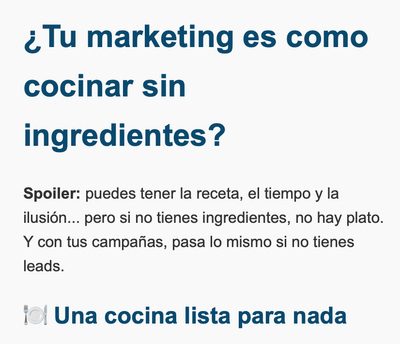 Tu marketing es como cocinar sin ingredientes - Email Marketing