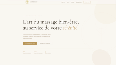 Site vitrine de la masseuse bien-être Cle d'Harmonie - Stratégie digitale