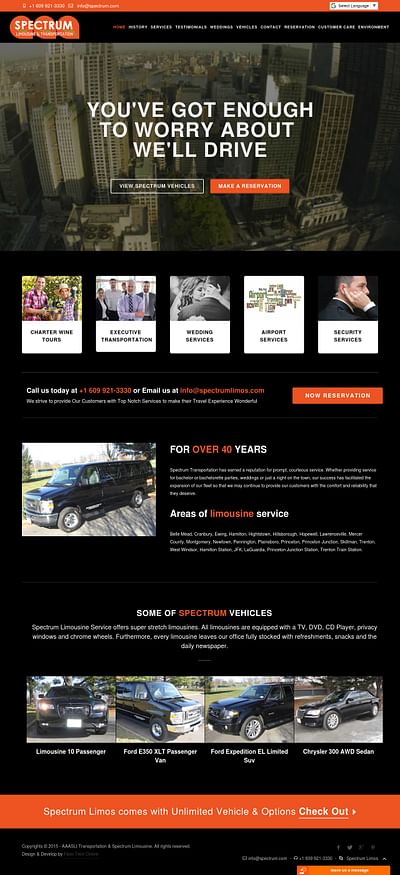 Spectrum Limousine Service offers super limousines - Website Creatie