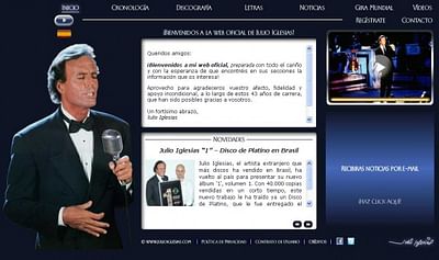 Sitio web oficial de Julio Iglesias - Creación de Sitios Web