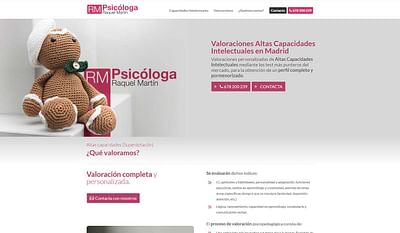 Landing Page Raquel Martín Psicóloga - Publicité en ligne