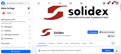 Gestion de page Facebook de Solidex - Redes Sociales