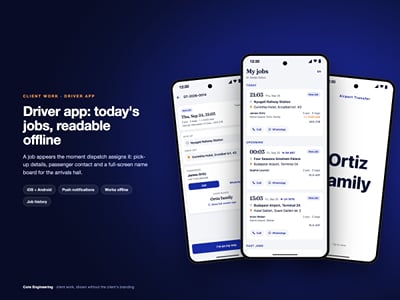 Driver app for iOS and Android: jobs and name board - Application mobile