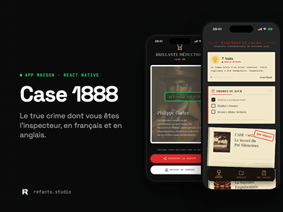 Case 1888, le true crime interactif (app maison) - Application mobile