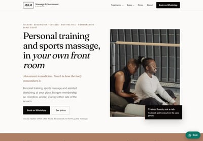 Massage & Movement, Londres - Website Creation