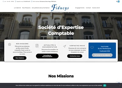 Fiducys : site d'un cabinet d'expertise comptable et CAC à Paris - Création de site internet