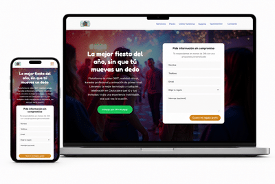 Web one-page para empresa de eventos en Ceuta - Creación de Sitios Web