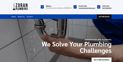 Zoran Plumbing & Renovations Website Development - Référencement naturel