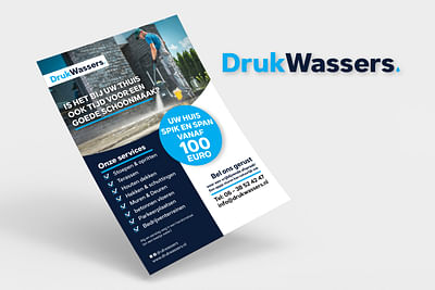 Logo en flyer ontwerp voor Drukwassers - Grafische Identität
