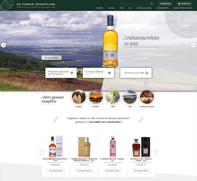 E-commerce de vins et spiritueux Jardin Vouvrillon - E-commerce