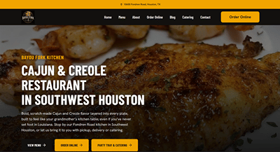 Restaurant Website, Online Ordering & Local SEO for Bayou Fork Kitchen - Growth Marketing