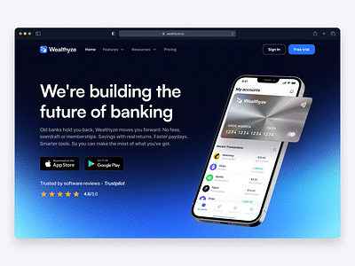 Landing Page For Banking Startup - Website Creation