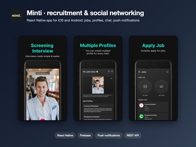 Minti: recruitment & social networking app - Application mobile