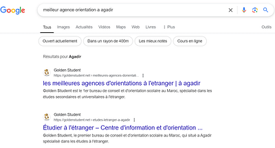 local and national SEO for GOLDEN STUDENT Agency - Création de site internet