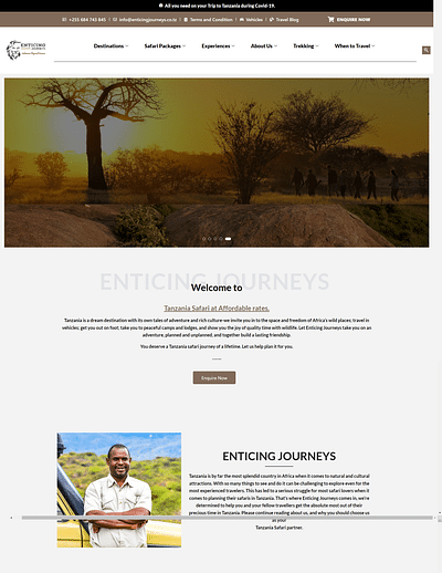 Enticing Journeys Website Redesign - Website Creation